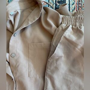 Tan Button-Up Shirt and Pants Set